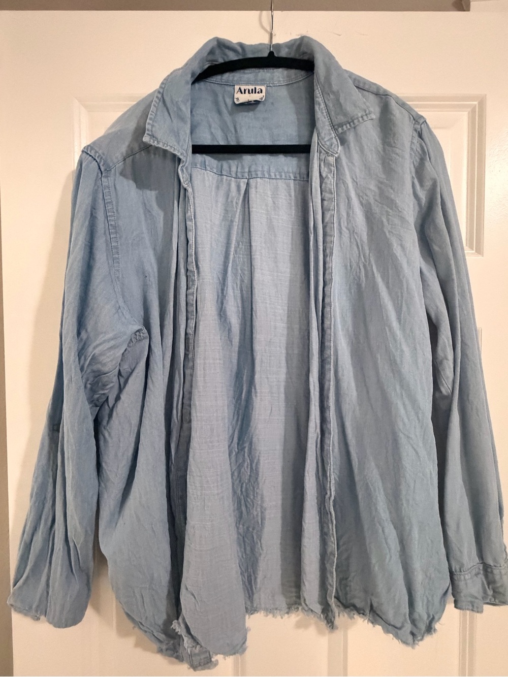 ARULA Men's Pale Blue Lightweight Open-Front Casual Shirt